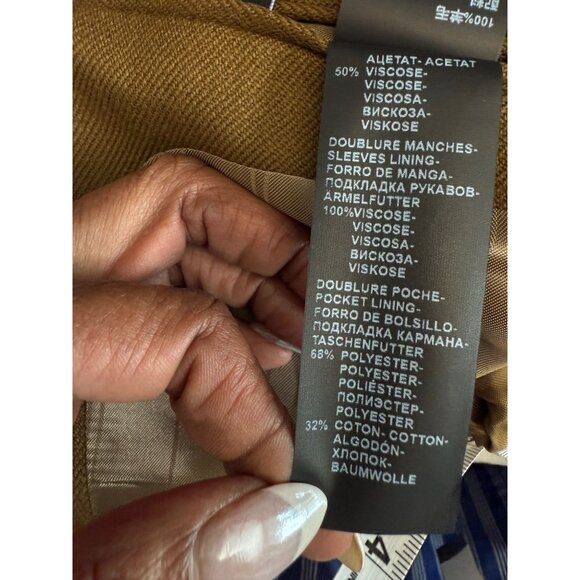 THE KOOPLES Designer Wool Leather Suit Jacket Khaki Brown Fr‎ Size 40 US 8 - Picture 10 of 15